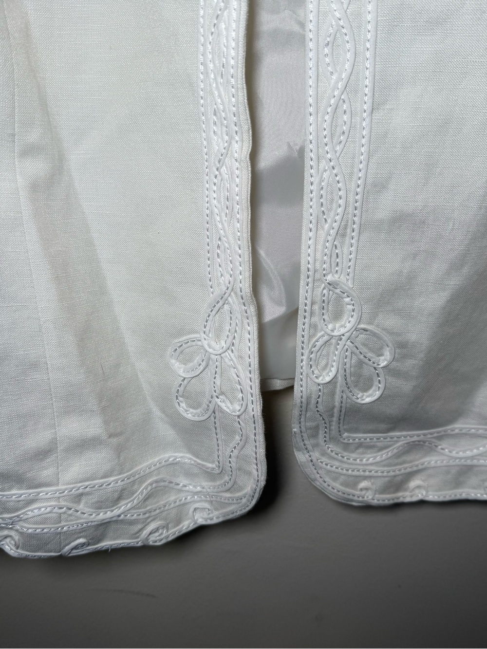 Dressbarn Woman White Embroidered Mandarin Style Linen Blend Open Blazer Sz 20W - Picture 4 of 12